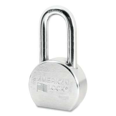 Solid Steel Padlock, 7/16 in dia, 2 in L, 15/16 in W, Silver, Keyed Alike, Keyed - 86875
