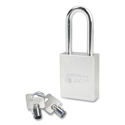 Solid Steel Padlock, 5/16 in dia, 2 in L, 3/4 in W, Silver, Keyed Alike, Keyed - 01040