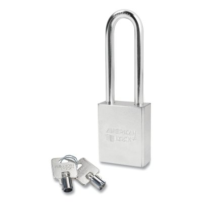 Solid Steel Padlock, 5/16 in dia, 3 in L, 3/4 in W, Silver, Keyed Alike, Keyed - 00140