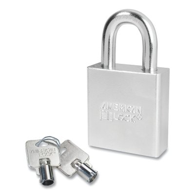 Solid Steel Padlock, 3/8 in dia, 1-1/8 in L, 3/4 in W, Silver, Keyed Alike, Keyed - 00595