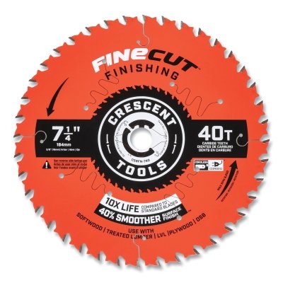 FineCut™ Finishing Circular Saw Blade, 5/8 in dia Arbor, 40 Teeth, 7-1/4 in dia Blade, 10 EA/PK