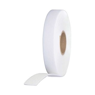Hook-and-Loop Tape Roll, 3/4 in W x 25 ft L, Nylon, White