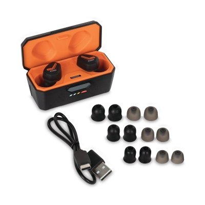 Bluetooth® Jobsite Earbuds, ABS/PC/Plastic/TPE, Black/Gray/Orange