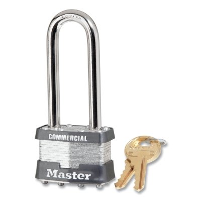 No. 1 Laminated Steel Padlock, 5/16 in dia, 3/4 in W x 2-1/2 in H Shackle, Silver/Gray, Keyed Different, Keyed Varies
