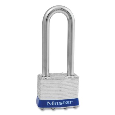 No. 1 Laminated Steel Padlock, 5/16 in dia, 3/4 in W x 2-1/2 in H Shackle, Silver/Blue, Universal, Not Keyed