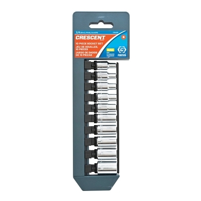 10 Piece 1/4 in Drive Standard Socket Sets, 6 Point, 5/32 in - 1/2 in, SAE