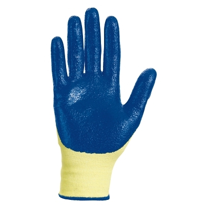 G60 Level 2 Nitrile Coated Cut Gloves, Large, Yellow/Blue