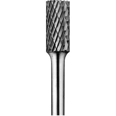 Carbide Cylindrical/Plain Bur Bit, 3/8"Dia. x 3/4"L Cut, 1/4" Shank, Alt Diamond