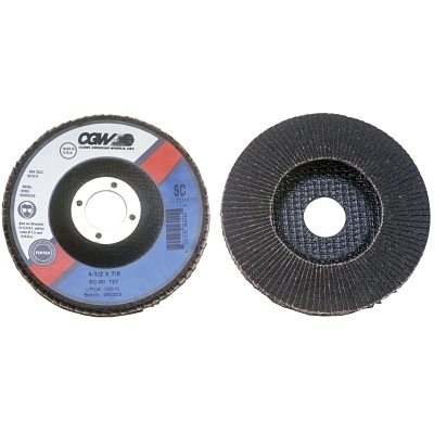 Flap Discs, Silicon Carbide, Regular, 4 1/2", 40 Grit, 5/8-11 Arbor, 13,300 rpm