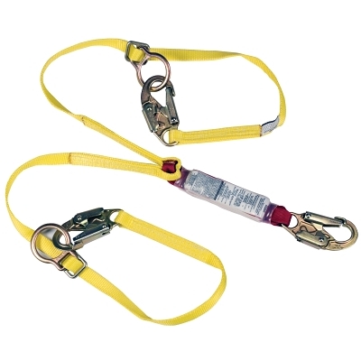 Sure-Stop Shock-Absorbing Lanyard, Fixed, 36C Snaphooks Connection, 2 Legs