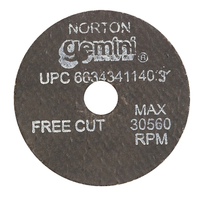 Type 01 Gemini Small Diameter Cut-Off Wheel, 2" Dia, 3/8" Arbor, Coarse