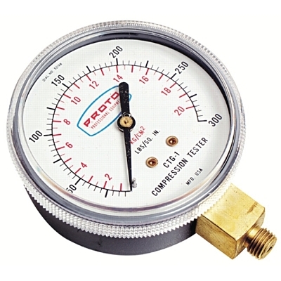 2 1/2 in Compression Gauge-PSI/Metrics, 300 psi (tensile), 18 mm, Flex Hose
