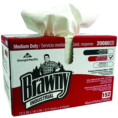 Brawny Industrial Premium All Purpose DRC Wipers, Dispenser Box, White