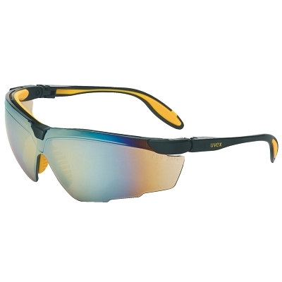 Genesis X2 Eyewear, Gold Mirror Lens, Ultra-dura, Black/Yellow Frame