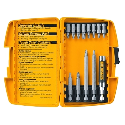 Tough Case Screwdriving Set, Phillips, Slotted, Square Recess, Nut Driver, 1/4 in Hex Shank, 21 Piece