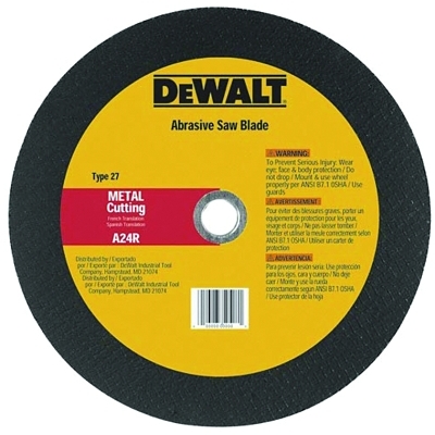 Metal Abrasive Saw Blades, Type 1, 7 in, 5/8 in Arbor, A24R Grit, 8,700 rpm