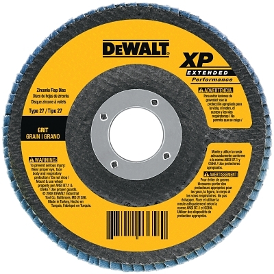 Type 27 Flap Disc, High Performance, 4-1/2 in dia, 40 Grit, 5/8 in-11 TPI, Zirconia Alumina, 13300 RPM