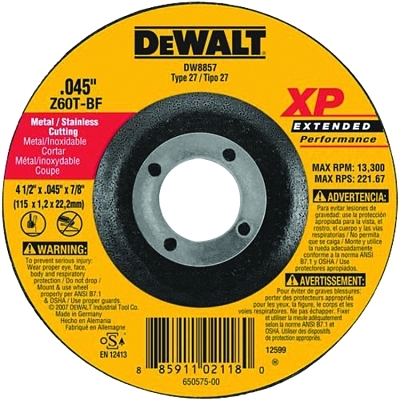 Extended Performance Metal Cutting Wheels, Type 27, 4 1/2 in