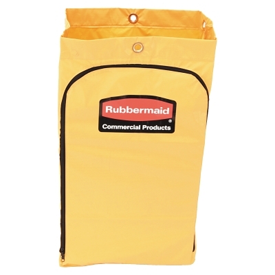 Zippered Vinyl Cleaning Cart Bag, 24gal, 17 1/4w x 10 1/2d x 30 1/2h, Yellow
