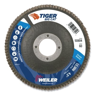 4-1/2" Big Cat Abrasive Flap Disc, Flat (TY27), Phenolic Backing, 60Z, 7/8" Arbor Hole