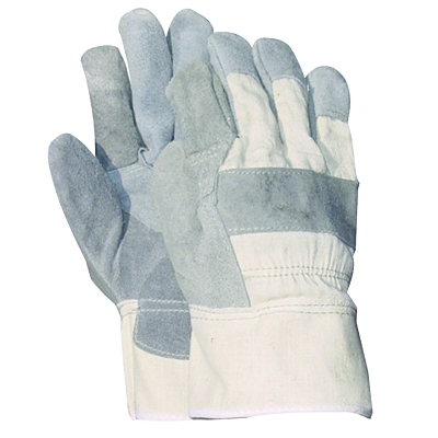 Double Leather Palm Gloves, Large, Cowhide, Blue, Teal