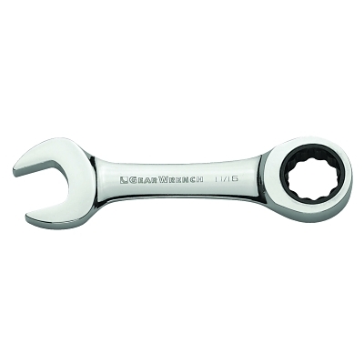 Stubby Combination Ratcheting Wrenches, 11/16 in