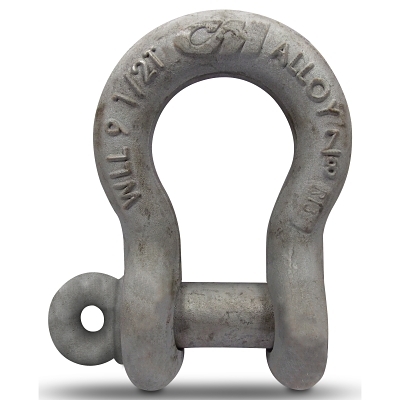 Screw Pin Anchor Shackles, 1 in Bail Size, 13.5 Tons, Galvanized