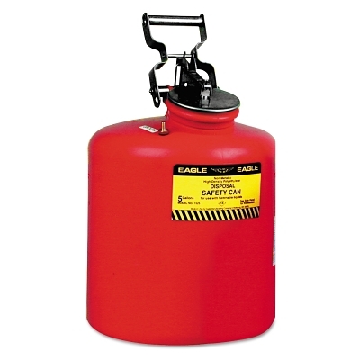 Disposal Can, 5 gal, Red, Powder-Coat Galvanized Steel