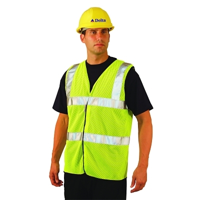 Class 2 Mesh Vests with 3M Scotchlite Reflective Tape, Large, Hi-Viz Yellow