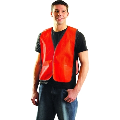 Non-ANSI Economy Mesh Vest, 100% Polyester Mesh, X-Large, Hi-Viz Orange