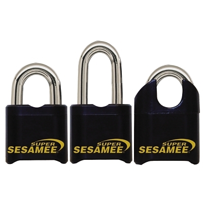 Super Sesamee™ Keyless Padlock, 7/16 in dia, 1 in L, 7/8 in W, Black