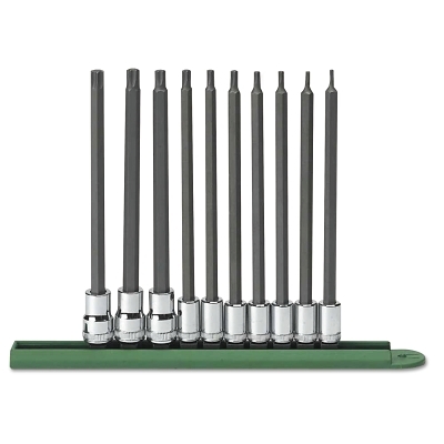 10 Piece Bit Socket Sets, 1,4 in and 3/8 in, SAE