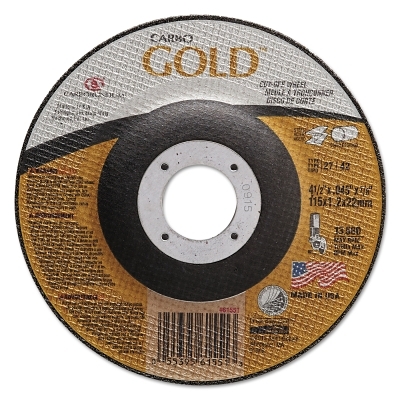 Carbo™ GoldCut™ Reinforced Aluminum Oxide Abrasive, 4-1/2 in dia, 0.045 in Thick, 7/8 in Arbor, 30 Grit