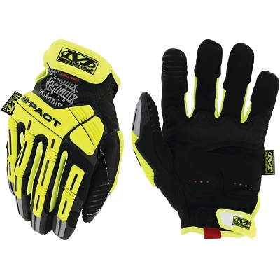 CR5 M-Pact Cut Resistant Gloves, Large, Hi-Viz Lime Green, Orange, Gray/ Black