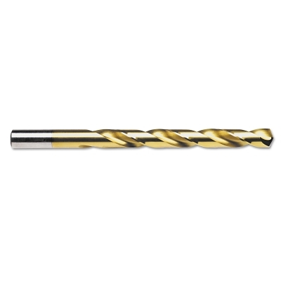 Titanium Nitride Steel Fractl Straight Shank Jobber Length Drill Bit,3/8",Card
