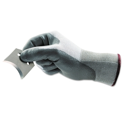 11-644 Polyurethane Palm Coated Gloves, Size 7, White/Grey
