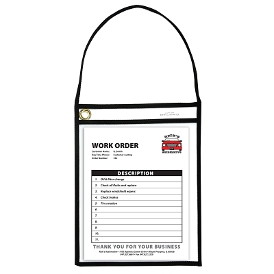 Stitched Shop Ticket Holders with Hanging Strap, 9 x 12, Clear
