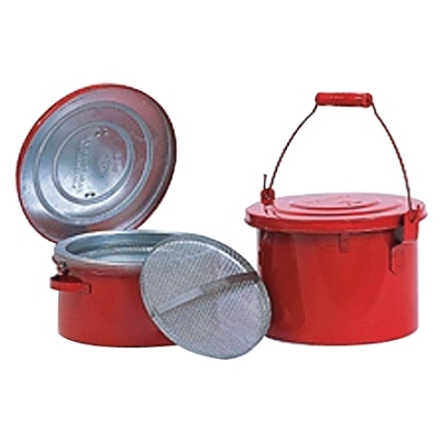 Bench and Daub Can, 2 qt Capacity, Red, Galvanized Steel, Bench Can with Lid