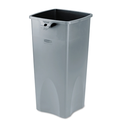 Untouchable Waste Container, Square, Plastic, 35gal, Gray