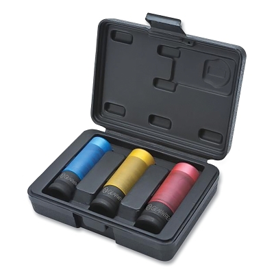 High-Strength Wheel Protector Impact Socket Set, 1/2 in Dr, 6-point, Metric, 17mm/19mm/21mm, 3-Pc Deep Length
