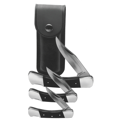 Sportsman Knives, 3 1/2 in,  Stainless Steel Blade, Wood, Black/Tan