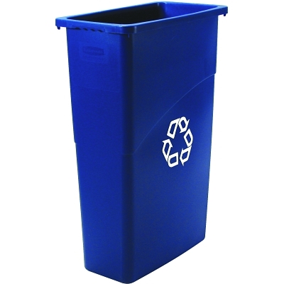 Slim Jim Recycling Containers, 23 gal, Plastic, Blue
