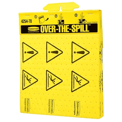 Over-The-Spill Pad Tablets, Caution Wet Floor, Yellow