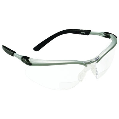BX™ Safety Eyewear, +1.5 Diopter Polycarbon Hard Coat Lenses, Silver/Black Frame