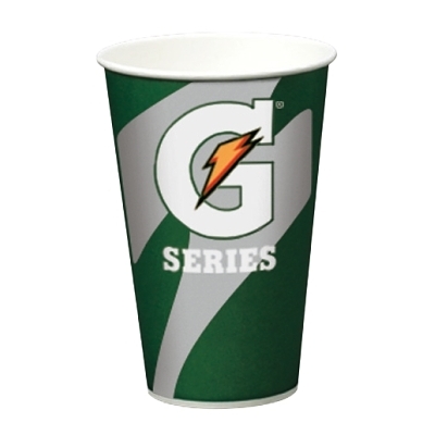 Logo Cup, 12 oz, White/Green/Orange