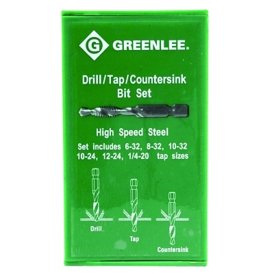 Drill/Tap Sets, 1/4 in Hex, Steel