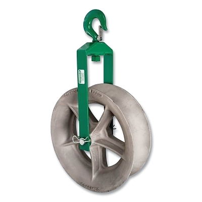 Hook Sheave, 12 in, 8000 lb Capacity, Steel Frame, Aluminum Sheave