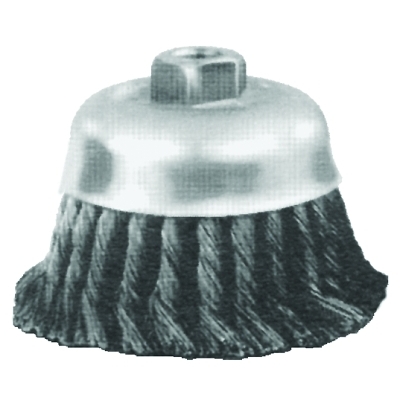 Std. Twist Single Row Cup Brush, 4 in Dia., 5/8 Arbor, 1 1/4 x .014 Carbon Steel