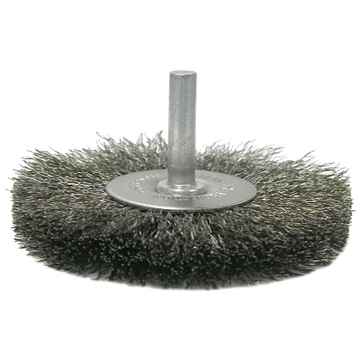 Crimped Wire Radial Wheel Brush, 3 in D, .008 Steel Wire