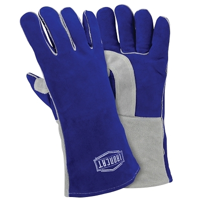 Insulated Side Split Cowhide Welding Gloves with Reinforced Wing, Large, Blue